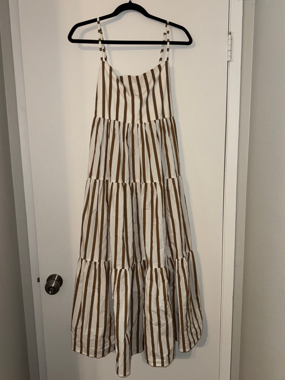 Mikoh White and Brown Striped Tiered Sundress